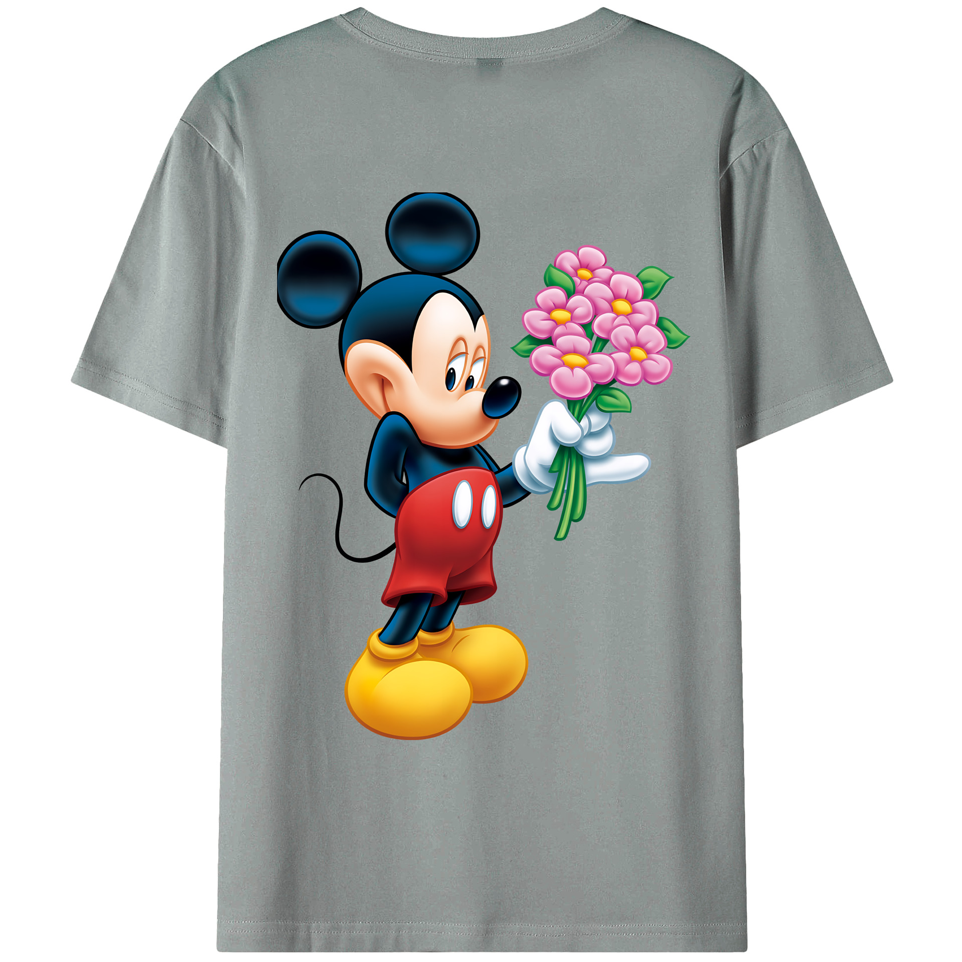 （画像用） ミッキーマウス Mickey Mouse 綿100％ メンズ半袖Tシャツ（バックプリント） 通気性
